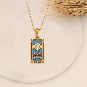 The Sun Tarot Card Necklace*Gold Chain Necklace*Waterproof*Astrology*Celestial